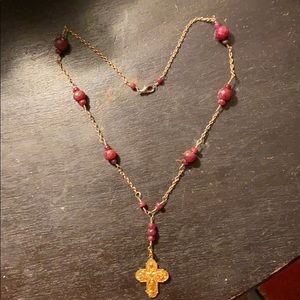 14k gold filled ruby necklace